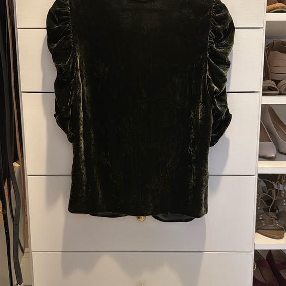 Frame Denim Velvet Blouse in Dark Green - Picture 4 of 4